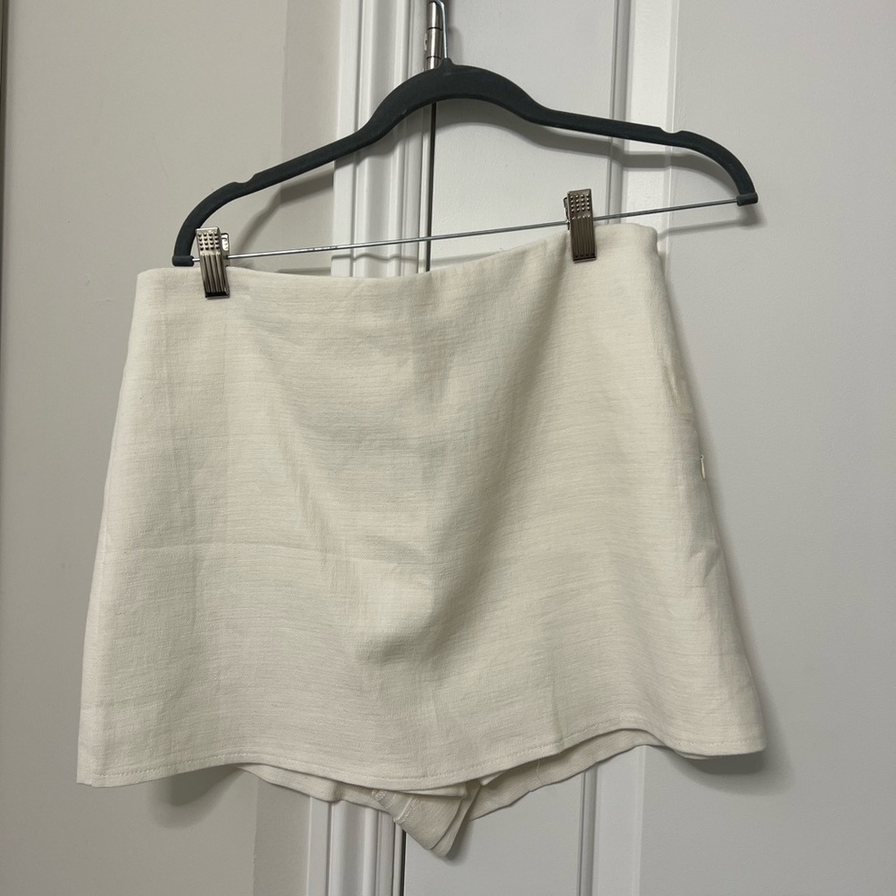 Zara linen Cream Women's High-Rise Skort